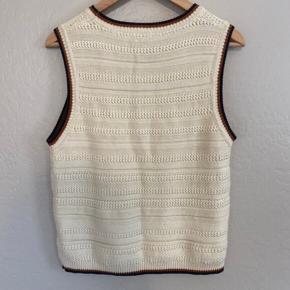 Faherty Mixed Stitch Tank Sweater Vest Womens Sz Medium Organic Cotton Cashmere - Picture 3 of 5